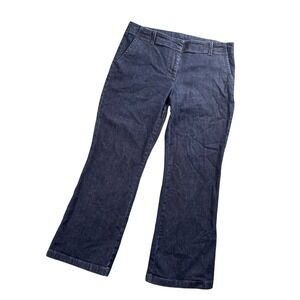 Talbots Wide Leg Trousers Women 36x28 Dark‎ Blue Denim Good High Rise Minimalist